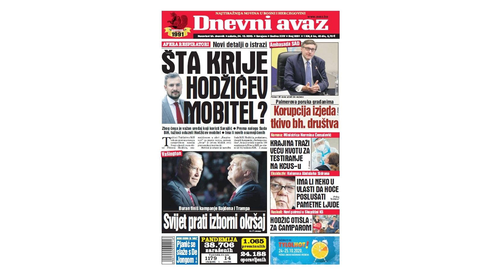 Danas u "Dnevnom avazu" čitajte: Šta krije Hodžićev mobitel?