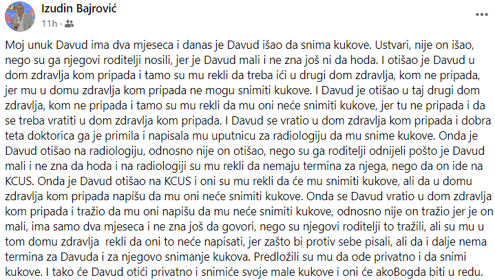Objava Izudina Bajrovića - Avaz